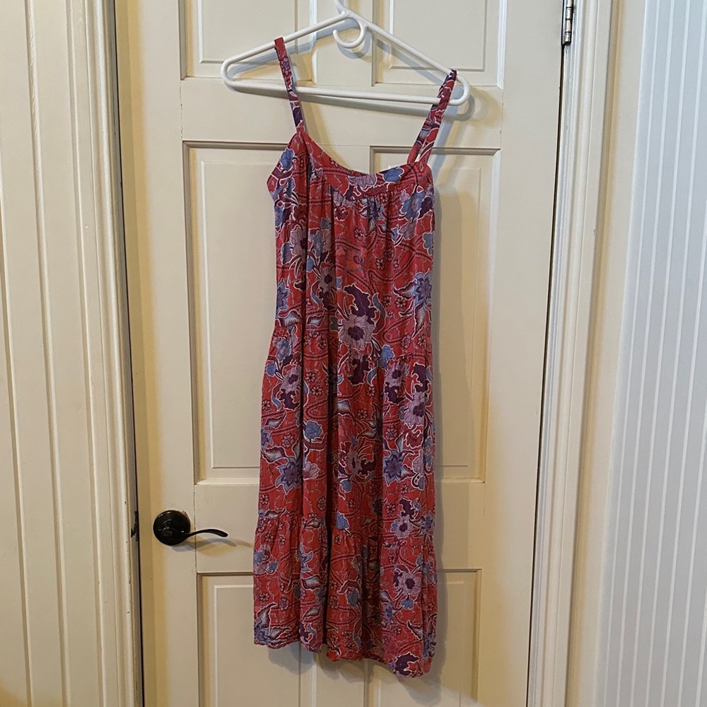 Universal Thread Floral Midi Dress in Red and Purple